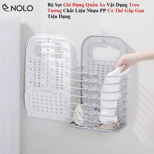 [HCM] Giỏ treo gấp gọn đựng đồ đạc quần áo đa năng dán tường tiện lợi sử dụng dễ dàng