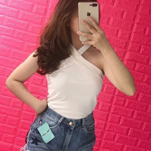Áo yếm xéo cổ sexy thun bozip xinh hot hit lpc gân hkxbo