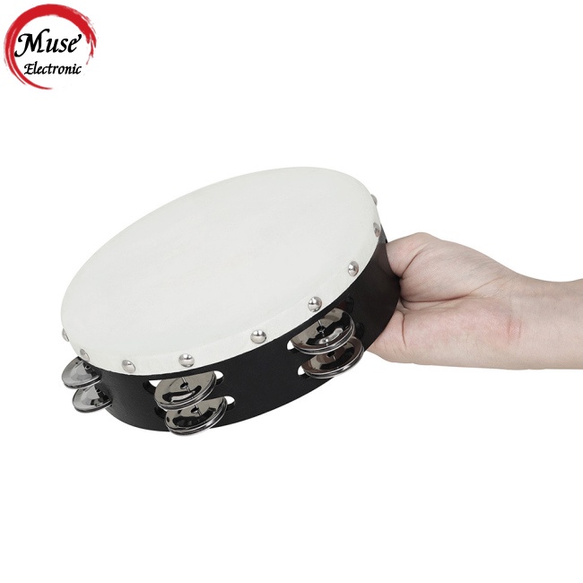 Set 2 Trống Lục Lạc Hai Hàng Kích Thước 6 Inch 8 Inch Bằng Gỗ Dùng Dạy Nhạc Cho Trẻ Mẫu Giáo