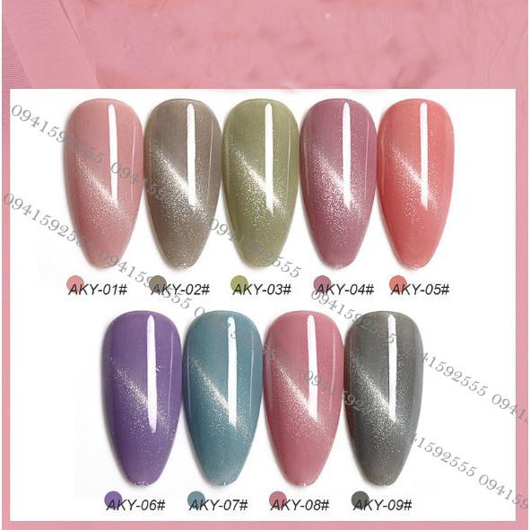 Sơn gel AS mắt mèo MÀU MỚI mã AKY 9 chai đỏ nhọn 15ml siêu HOT siêu xịn