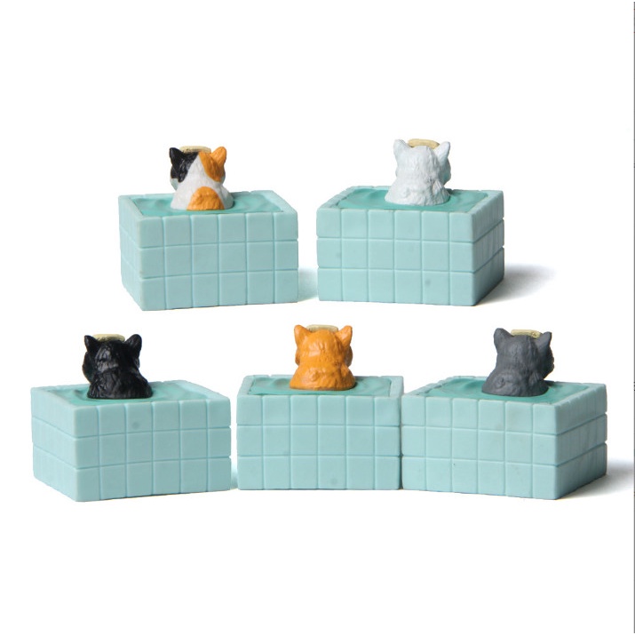 Mô hình mèo tắm hơi decor bàn, trang trí tiểu cảnh