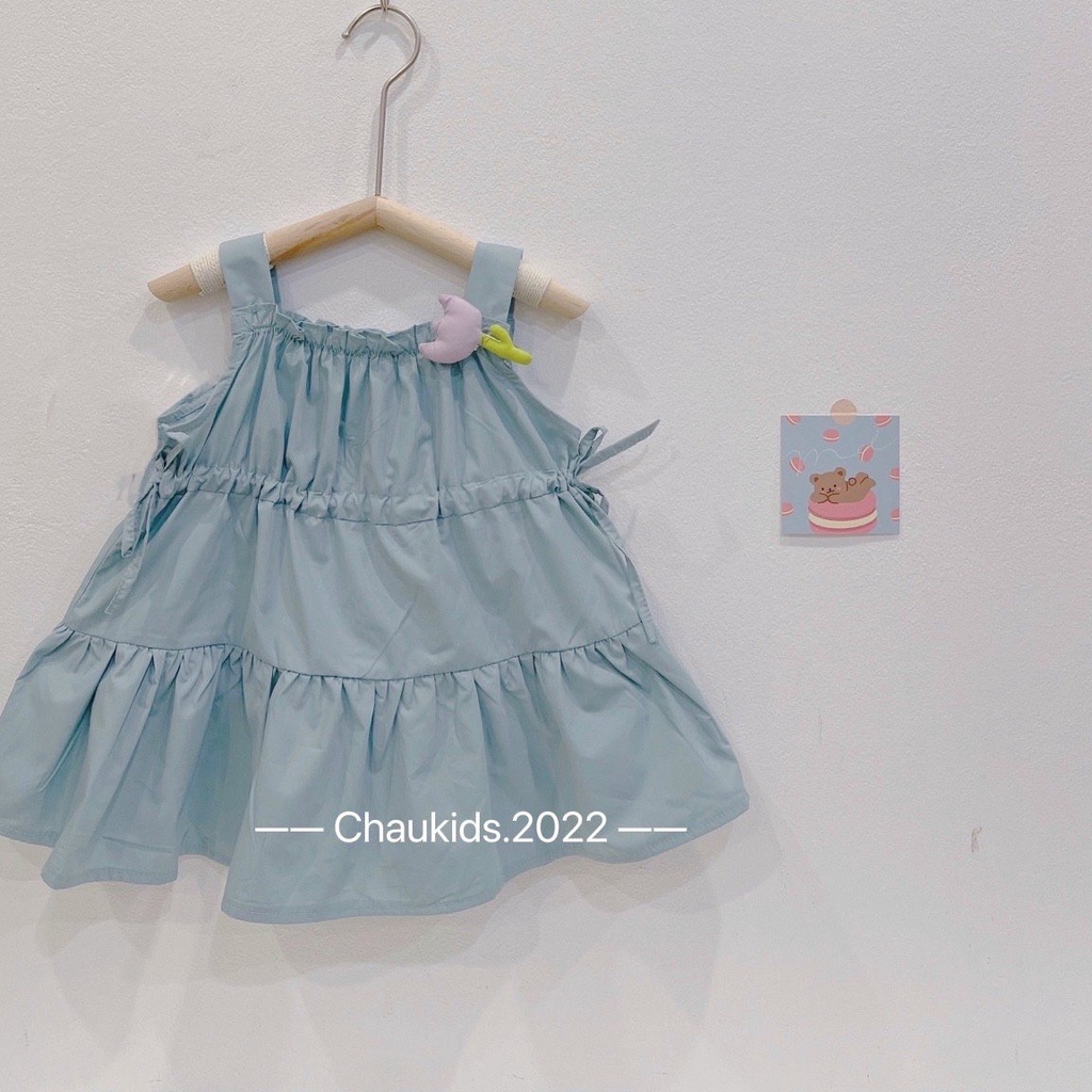 Váy 2 dây chất thô chun trơn cho bé gái, Váy hai dây kiểu dáng Hàn Quốc cho bé gái