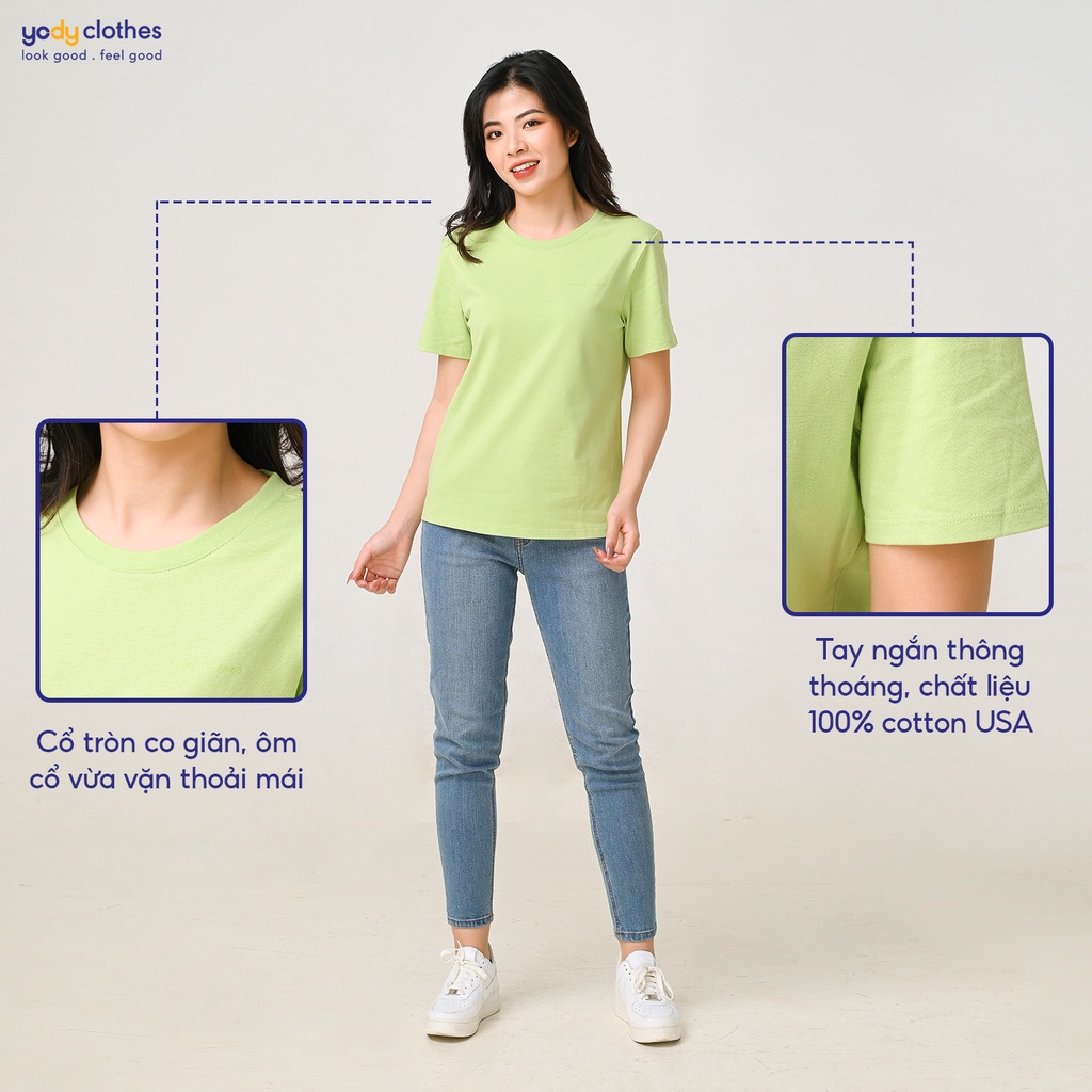 Áo thun nữ YODY vải cotton in chữ look good feel good cá tính TSN5284