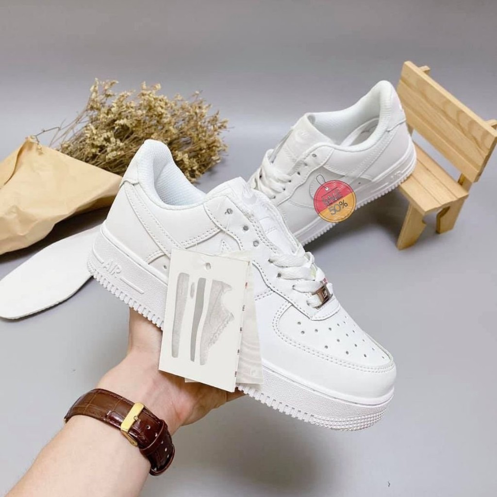 Giày Nike_trắng, Giày Nike_air force 1 màu trắng nam nữ bản đẹp full box bill