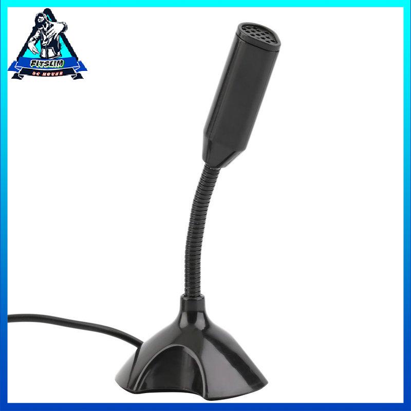 [Fitslim] Black USB Stand Mini Microphone Mic for PC Desktop Laptop Notebook Speech