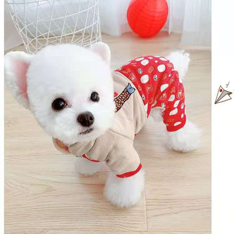 Teddy Lucky New Year Con mèo may mắn Dày mùa Thu Đông chó nhỏ vật nuôi Schnauzer Bichon Quần áo ấm