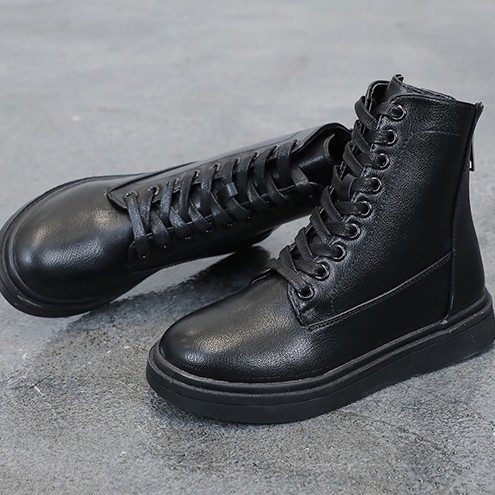 Giày ulzzang nữ giày da cao cổ boots nữ có khóa (ảnh thật ở cuối) - W8.13 [ORDER]