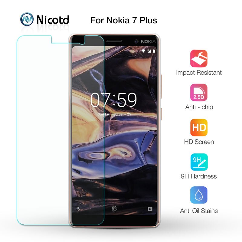 2.5 HD Cho Nokia 7 Plus Bảo Vệ Màn Hình Kính Cường Lực Nicotd Kính Cường Lực Cho Nokia 7 Plus Phim B