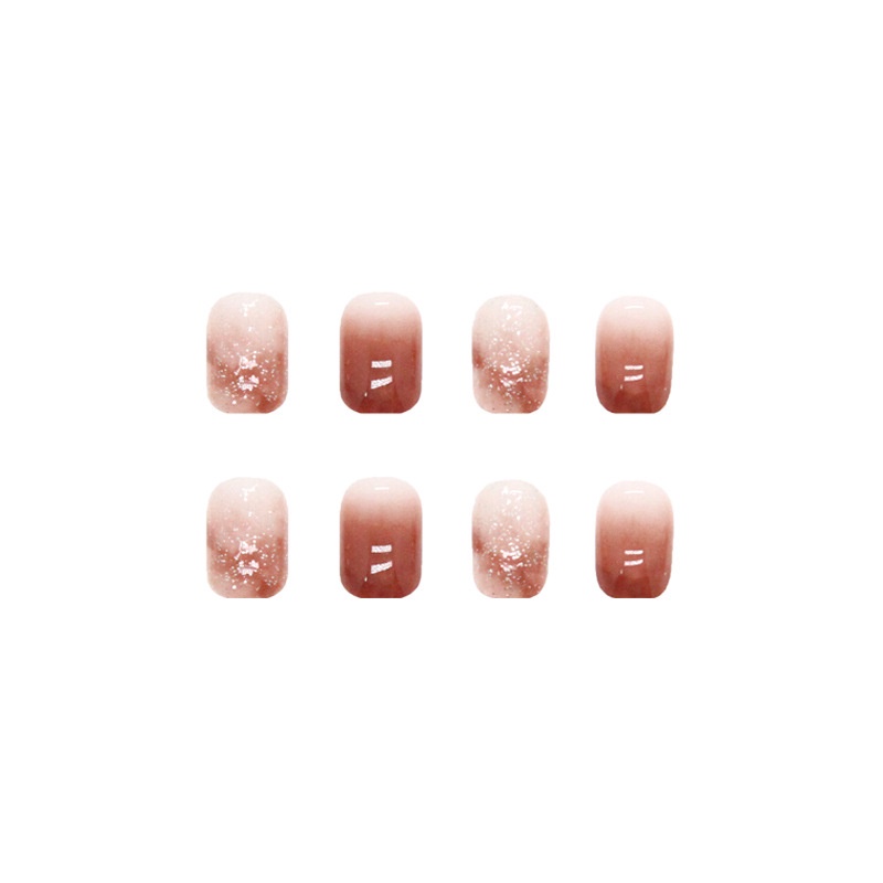 Hộp 24 Móng Tay Giả Màu Nâu Sáng Bóng R578