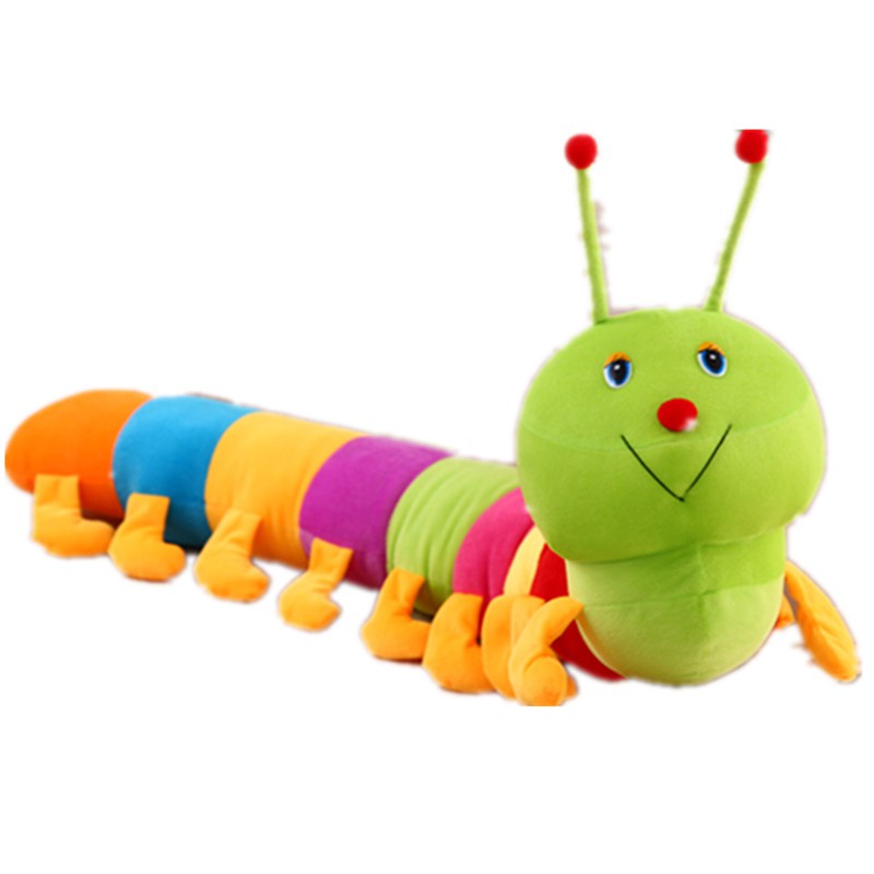 đầy màu sắc Caterpillar Doll Strip Pillow Đồ chơi sang trọng Sáng tạo Gối ngủ ép Giường Quà tặng sinh nhật Ragdoll