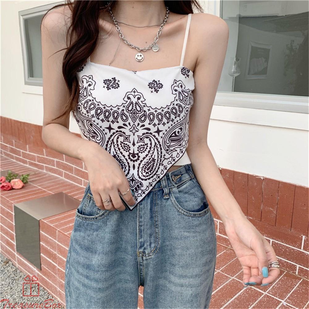 Áo Croptop Sát Nách Chất Satin Thiết Kế Cột Dây Sau Lưng Quyến Rũ