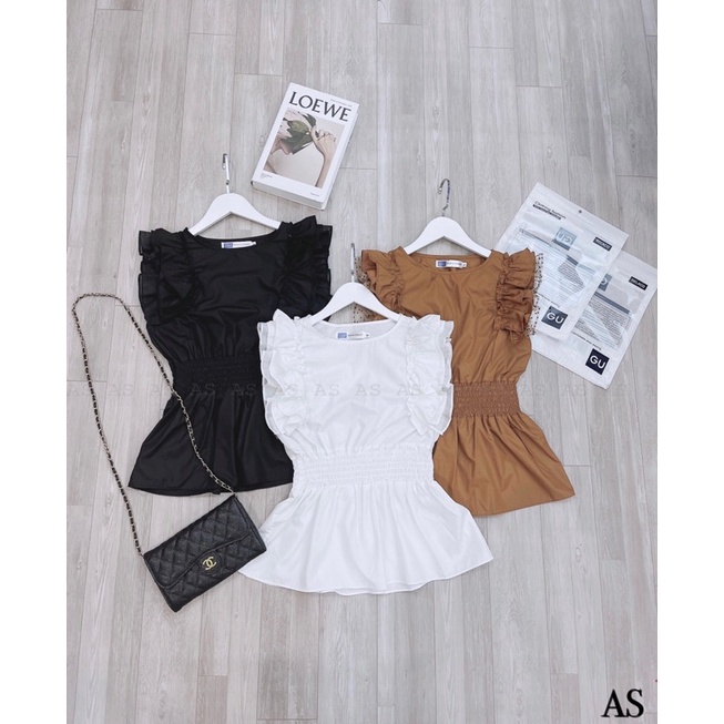 áo somi tay bèo cánh tiên,ao sơ mi GU ít nhăn ,chất thô-Minxy shop