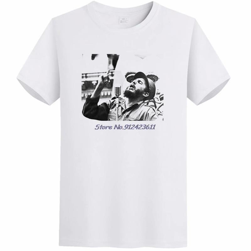 Fidel Castro Cuba B & w Mic Poster đồ họa áo thun tay ngắn Áo thun mùa hè oversize áo thun Harajuku 