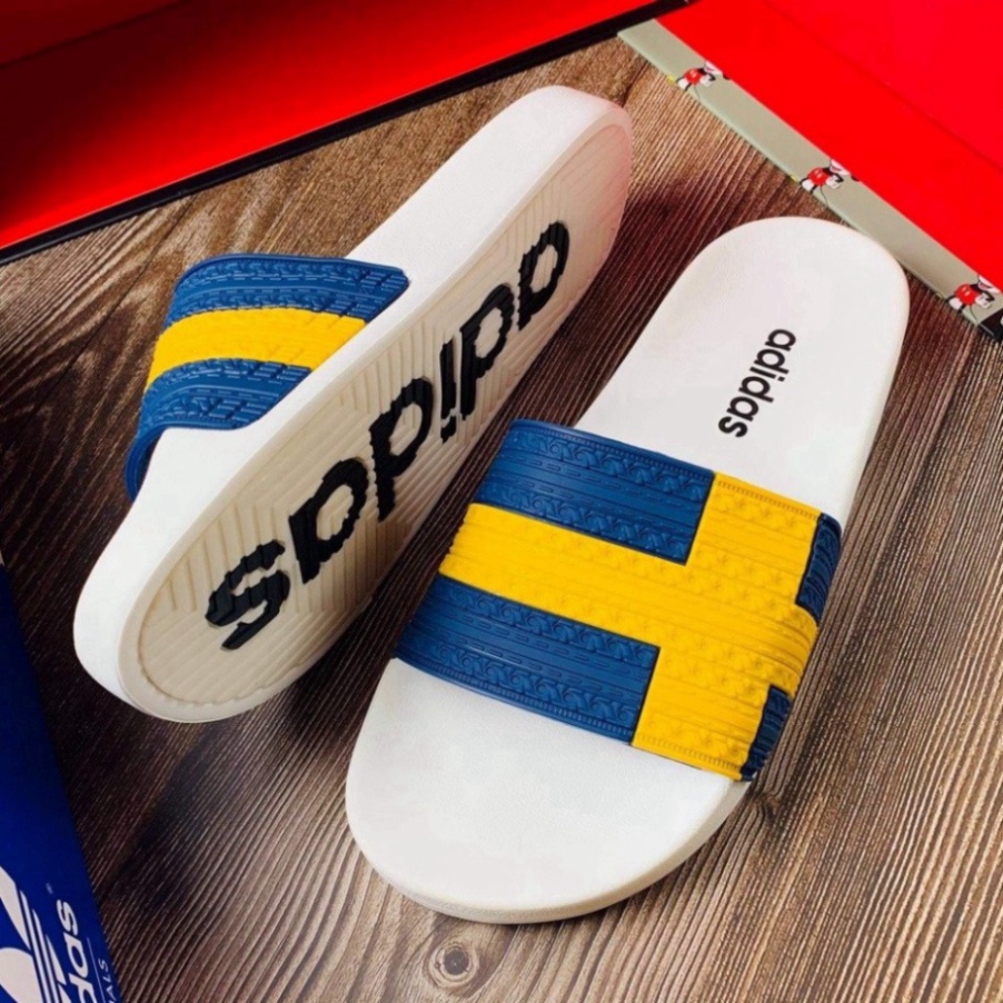 Dép 𝐀𝐃𝐈𝐃𝐀𝐒 Họa Tiết Chữ Thập , Dép Quai Ngang Nam Nữ Thơi Trang Đế Cao Su Đúc Chống Nước