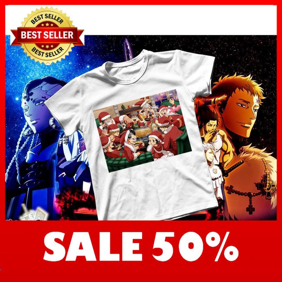 Áo thun Cotton Unisex - Anime - Black Clover - Back clover bữa tiệc mùa đông