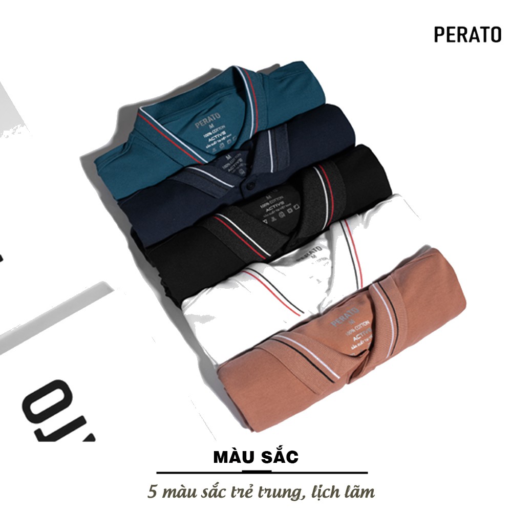 [MUA 2 GIẢM 40K] Áo Polo Nam PERATO (5 Màu), Chất Liệu Cotton Mềm Mại, Co Giãn Thoải Mái, Thấm Hút Tốt | BigBuy360 - bigbuy360.vn