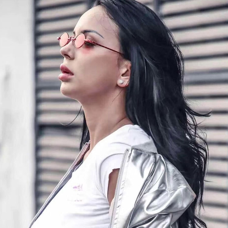 Kính mát Thời trang kim loại hình bầu dục Nam và Mỹ