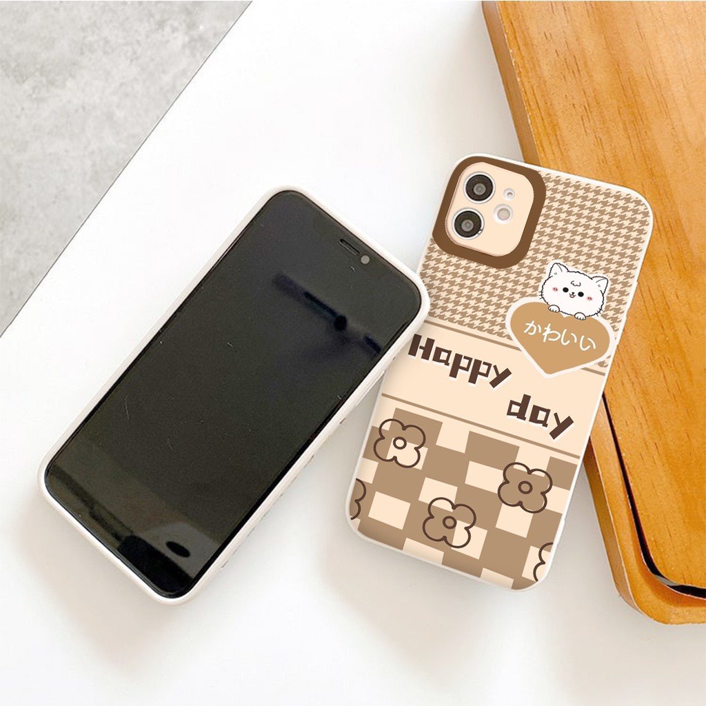 Ốp Lưng Iphone Cạnh Vuông, Bảo Vệ Camera in Hình Happy ip 7Plus,8plus,x,xs,xsmax,11,11promax,12,12promax,13,13promax