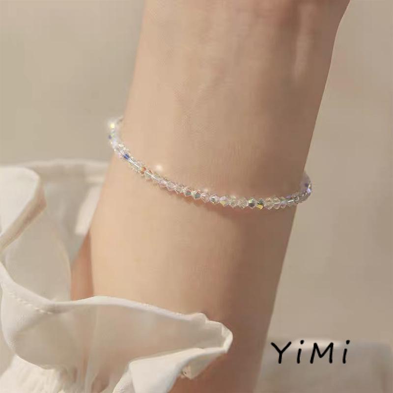 Vòng Tay Chuỗi Hạt Pha Lê Giả Thủy Tinh Mũi Nhọn 4mm Thiết Kế Đơn Giản Sang Trọng