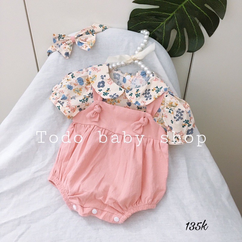 FREESHIP - CLIP THẬT !! Bodysuit màu hồng xinh xắn cho bé gái sơ sinh