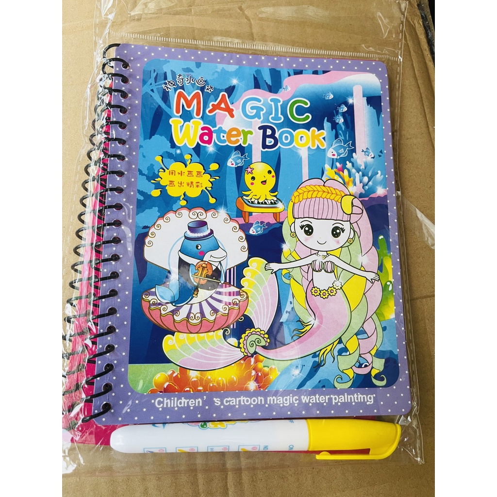 Đồ chơi magic book sách tô màu nước ma thuật, thần kỳ sử dụng nhiều lần, nhiều chủ đề cho bé