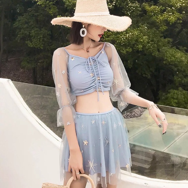 (Có sẵn) Đồ bơi/ bikini ren công chúa 3 chi tiết