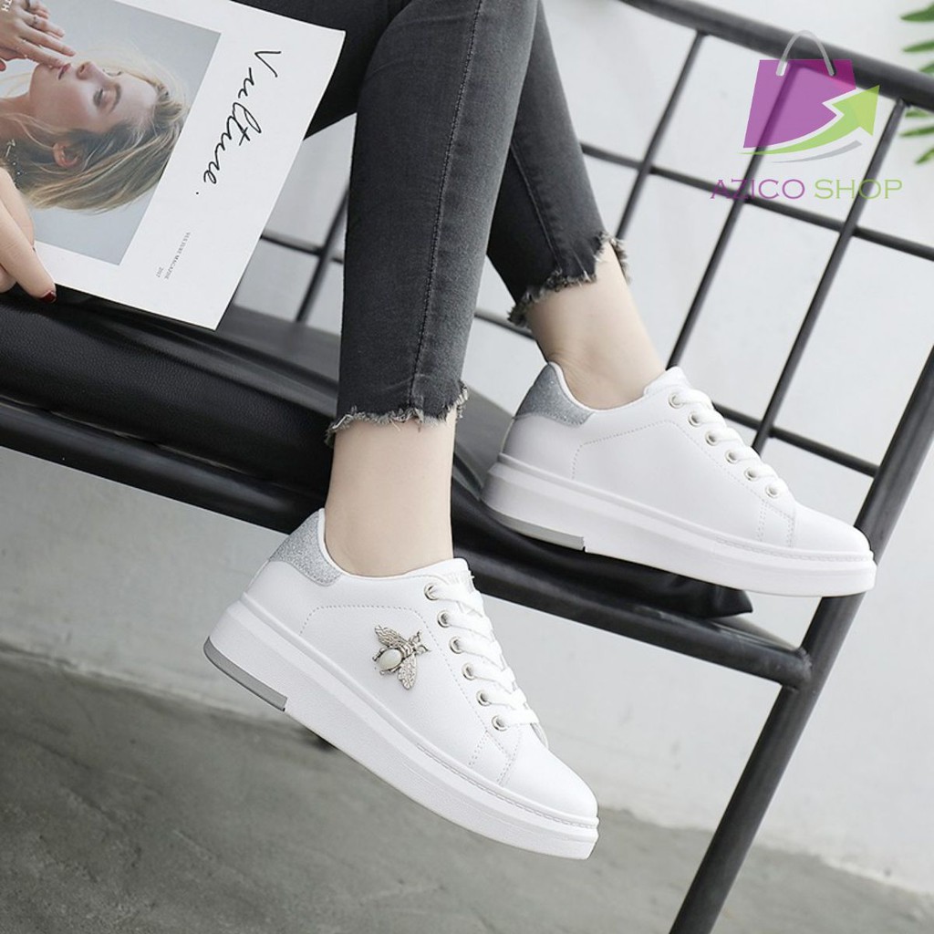 Giày Nữ, Giày Sneaker Nữ Trắng G18 Con Ong Sang Chảnh [ORDER]