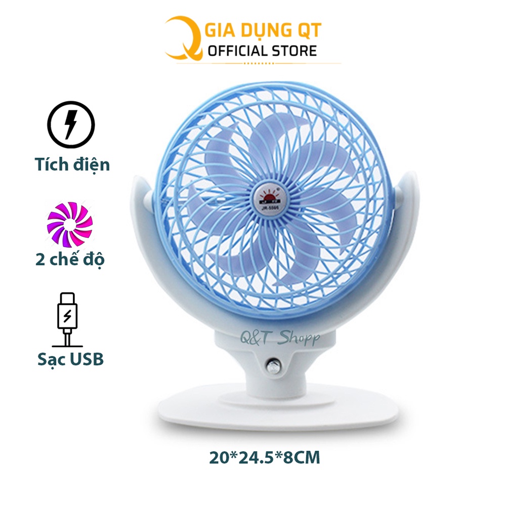 QUẠT ĐỂ BÀN SẠC TÍCH ĐIỆN MINI – SIÊU MÁT– JR-5566