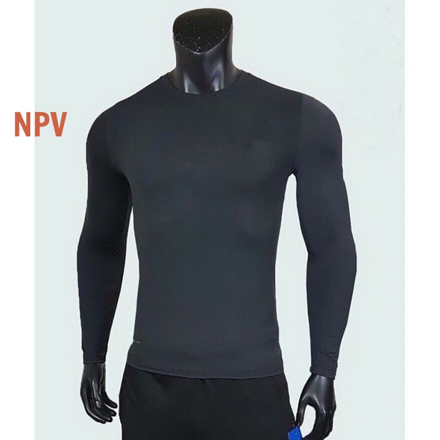 Áo thể thao dài tay nam NPV co giãn tốt, áo giữ nhiệt chất cotton mỏng mịn, dáng ôm body