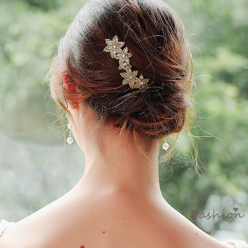 Trâm Cài Tóc Hình Chữ U Đính Đá Sáng Bóng Cao Cấp Thời Trang Cho Cô Dâu