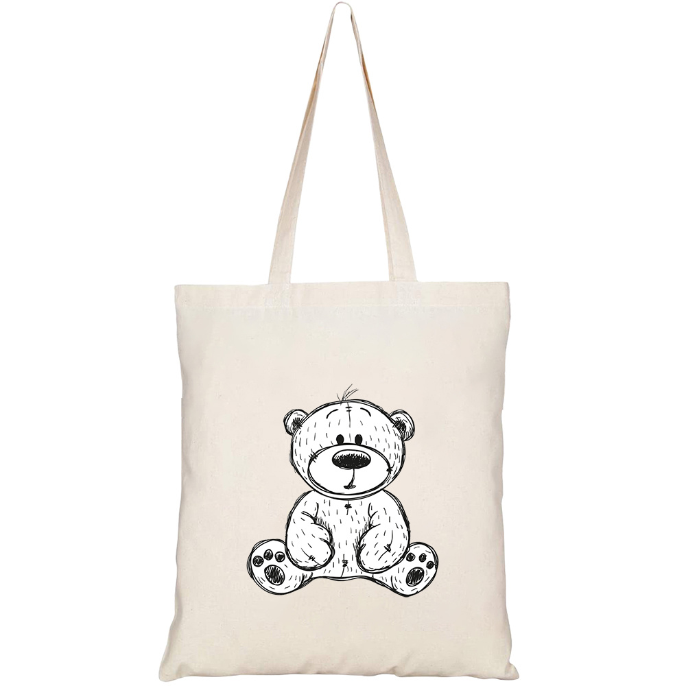 Túi vải tote canvas HTFashion in hình drawing teddy bear isolated on HT439
