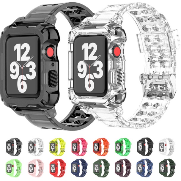 Ốp Nhựa Trong Suốt + Dây Đeo Thời Trang Cho Đồng Hồ Thông Minh 44mm/40mm/42mm/38mm Series 6/SE/5/4/3/2/1