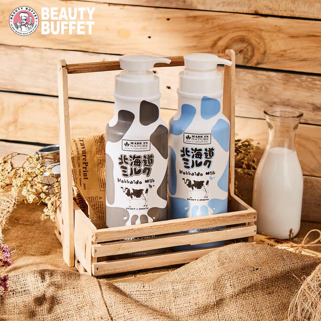 Combo Dưỡng thể và Sữa tắm dưỡng ẩm, sáng mịn da từ Protein sữa Made In Nature Hokkaido 700ml/chai