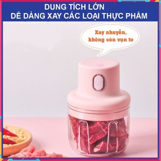 Máy Xay Mini Sạc Điện, Có Cổng Sạc Usb, Xay Hành, Tỏi, Rau Củ Quả  dung tích 250ml  tiện lợi