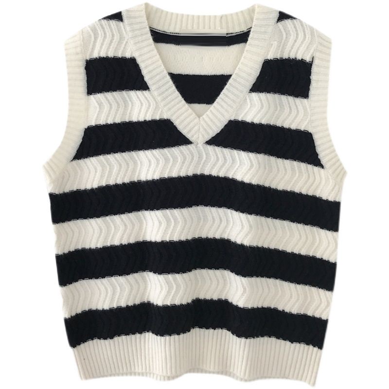 Áo Gile Len Kẻ Ngang Đen Trắng Ulzzang Phong Cách Hàn Quốc H08 ❤️