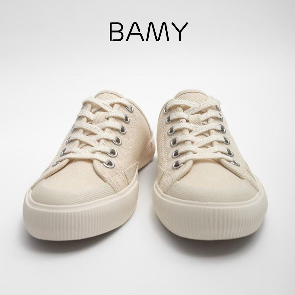 Giày Sục Thể Thao Nữ MK màu Kem, Sục bata đạp gót đế bánh mì 3cm BAMY | BigBuy360 - bigbuy360.vn