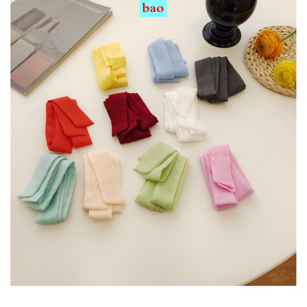 Dây Buộc Tóc Vải Voan Lụa Dài Màu Sắc Retro Đơn Giản Cho Nữ