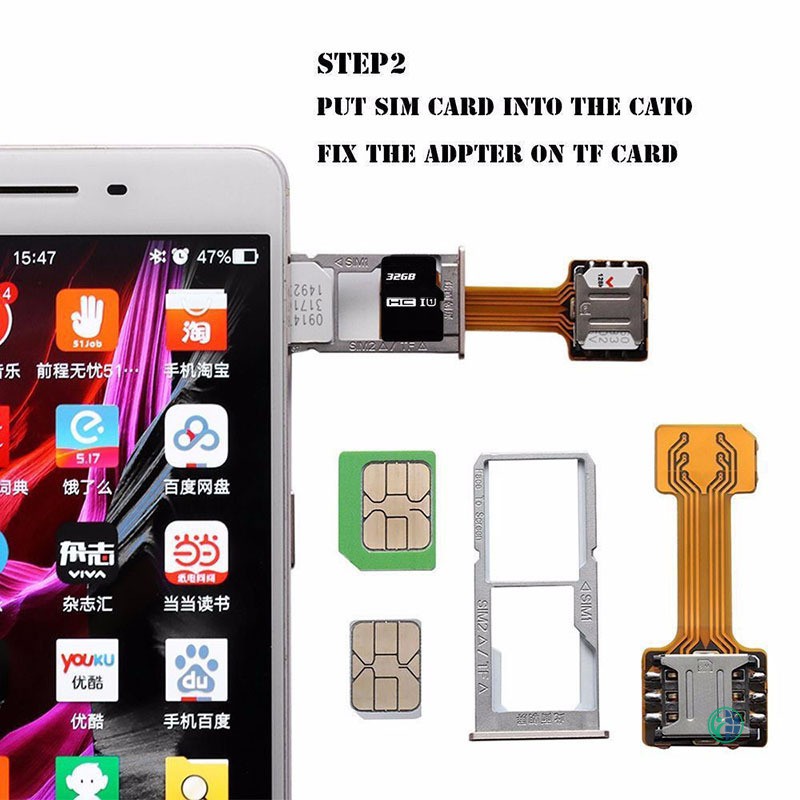 Ready Stock Card Extender Dual SIM Adapter Extension Cable Slot Durable For Mobile Phone Android @vn