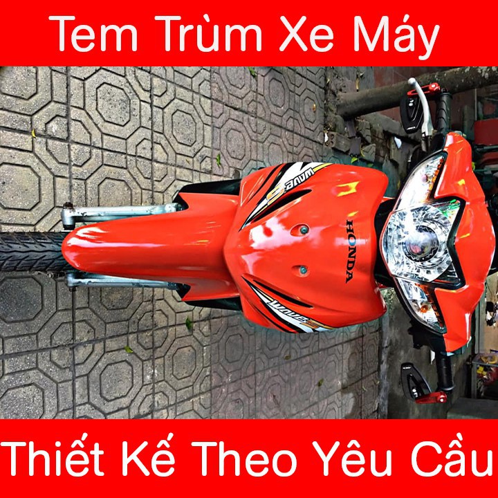 Tem Trùm Xe Wave S 110 đỏ Dạng Zin