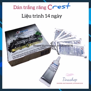 [Full box] MIẾNG DÁN TRẮNG RĂNG CREST 3D WHITESTRIPS CHARCOAL MINT CHARBON ET MENTHE + 1 TUBE SERUM THAN HOẠT TÍNH 18ML