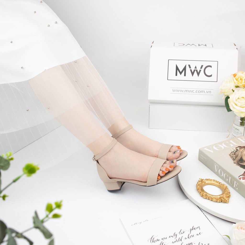 Giày Cao Gót thời trang MWC sandal cao gót công sở quai ngang đế vuông hở mũi 3CM NUCG-3957