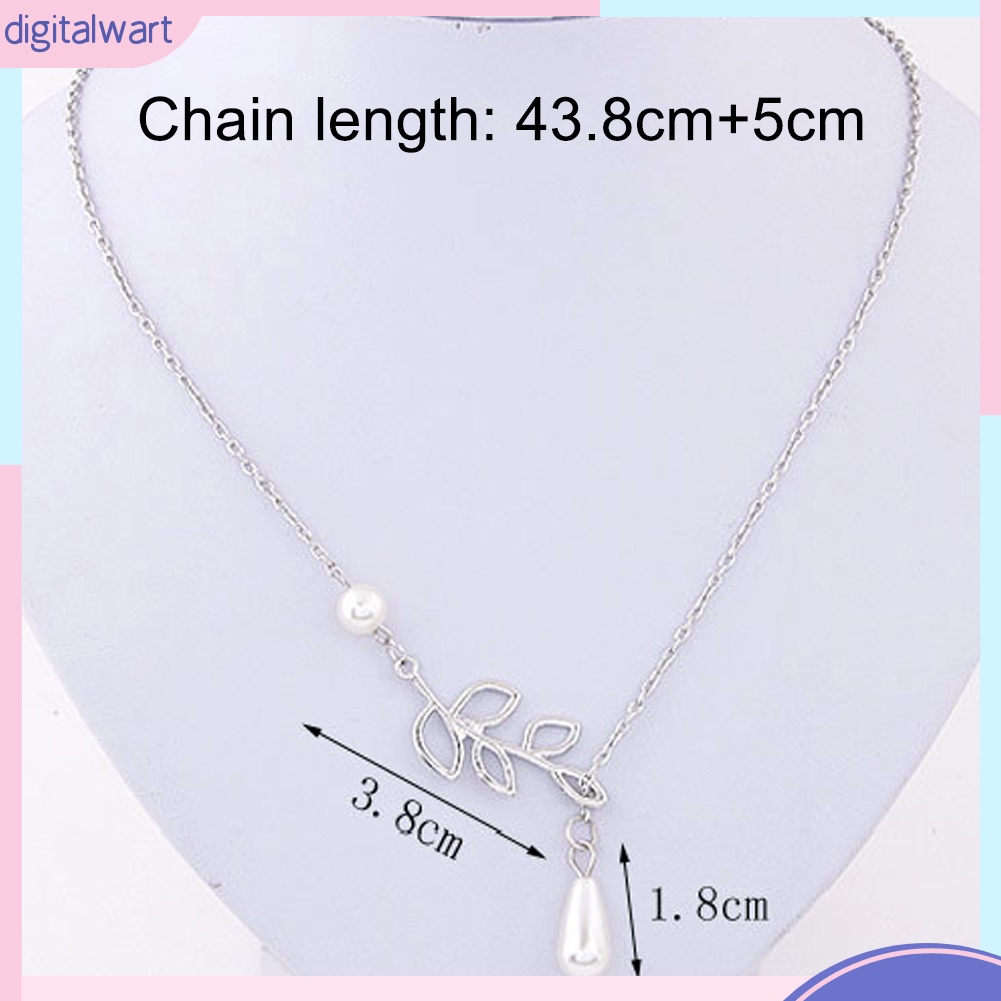 Dây Chuyền Mặt Hình Chiếc Lá Đính Ngọc Trai Nhân Tạo Sang Trọng Cá Tính Dành Cho Nữ