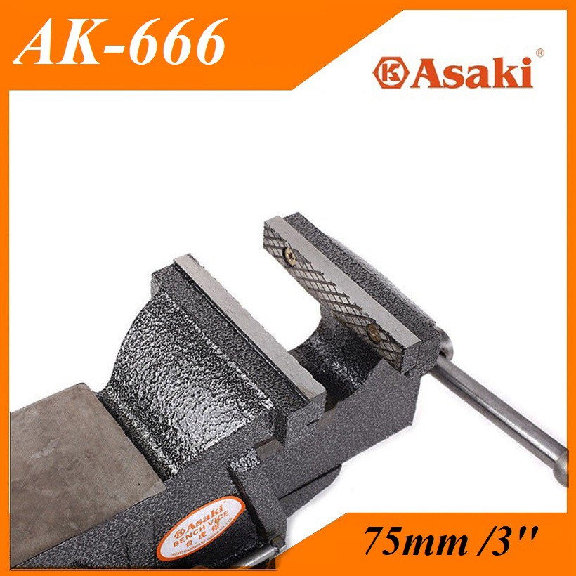 Ê tô kẹp bàn nguội xoay 360 độ Asaki AK-666 độ mở 75mm