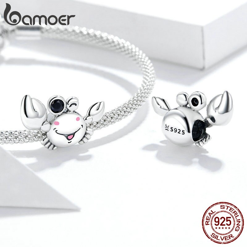 Mặt Vòng Tay Bamoer SCC1655 Bạc Thật 925 Hình Chú Cua Nhỏ Phụ Kiện Trang Sức DIY