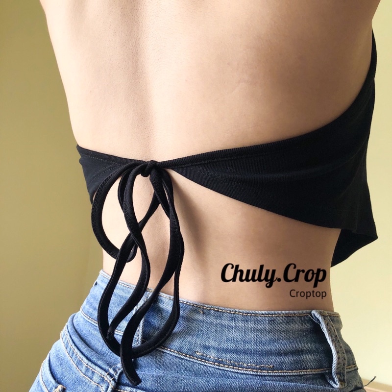 Áo Yếm Cổ Đổ Nhẹ Hở Lưng Phối Xích Có Mút Ngực - Chuly