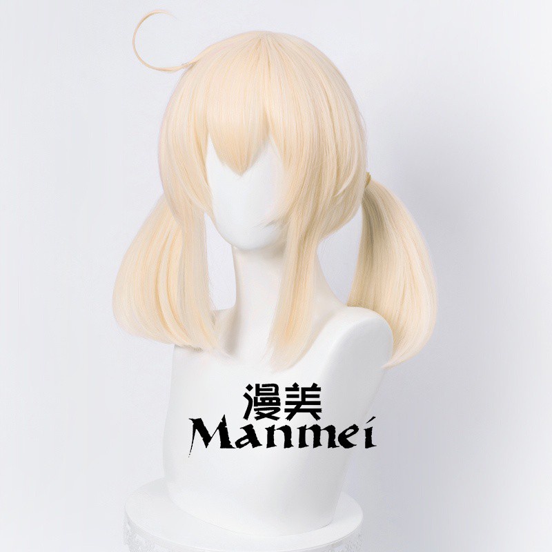 Manmei Genshin Impact Cosplay Klee 45cm Wig Golden Wig Cosplay Anime Cosplay Wigs Heat Resistant Synthetic Wigs Halloween for Girls