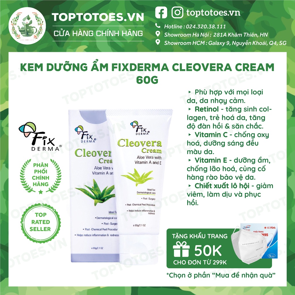 Kem dưỡng ẩm Fixderma Cleovera Cream 60g