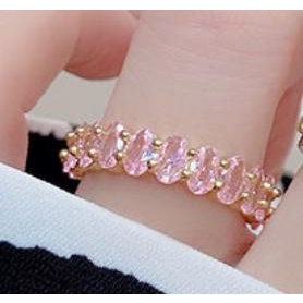 Nhẫn mạ vàng hồng đính đá kim cương nhân tạo có thể điều chỉnh dành cho bạn nữ