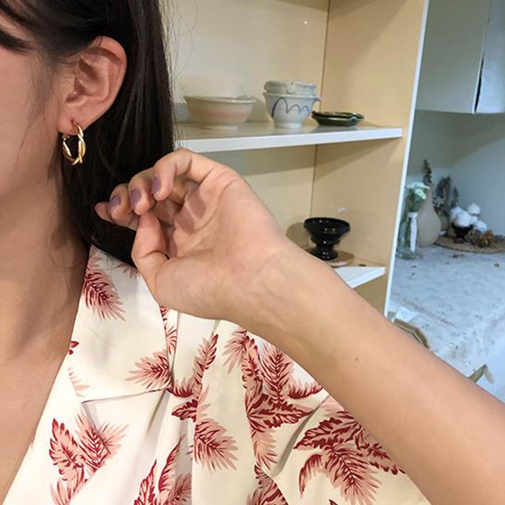 MXGOODS Geometric Circle Weaving Party Jewelry Interweave Twist Dangle  Earrings