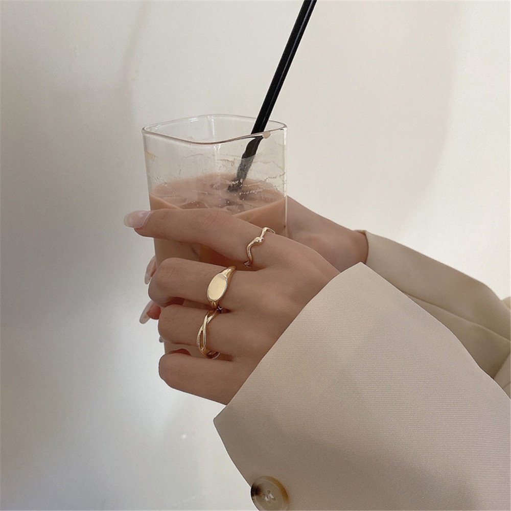 Set 3 Nhẫn Đeo Ngón Tay Phong Cách Hip hop Đường Phố Âu Mỹ Thời Trang Cho Nữ